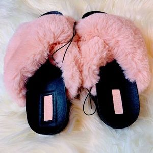 Faux Fur Platform Slides